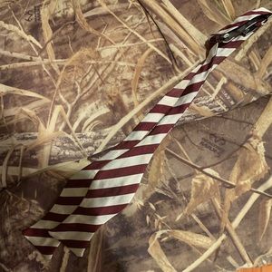 Maroon and grey bow tie